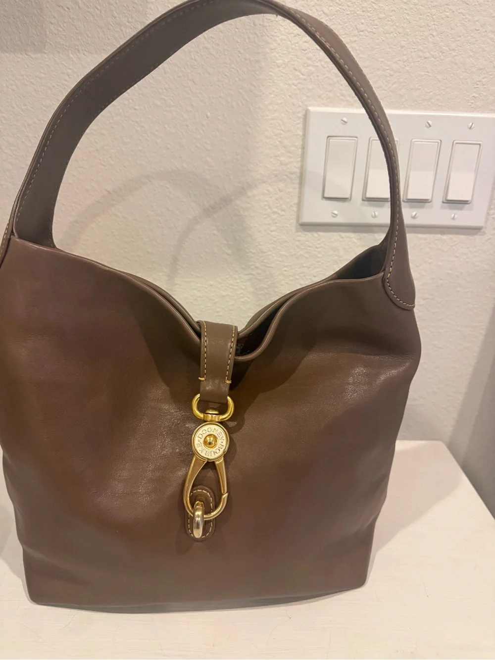 Dooney & Bourke Brown Leather Hobo with Gold Hardware
